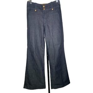 Rich & Skinny jean size 28 dark wash deluxe Stitched WIDE Leg pants gold buttons